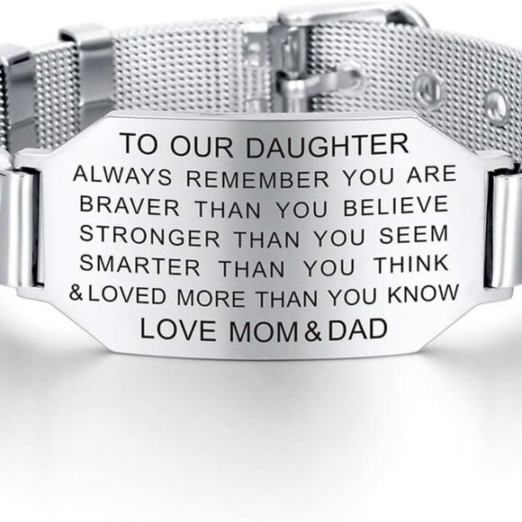 Inspirational Daughter Bracelet Jewelry Gift Stainless Steel Adjustable - Picture 1 of 6